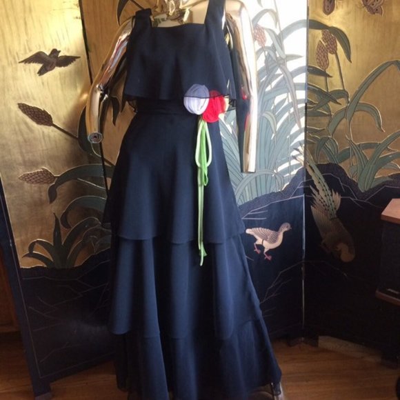 Long Maxi Dress Ruffles Tiered Chiffon - Picture 8 of 9